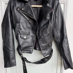 Zara Black Leather Moto Jacket